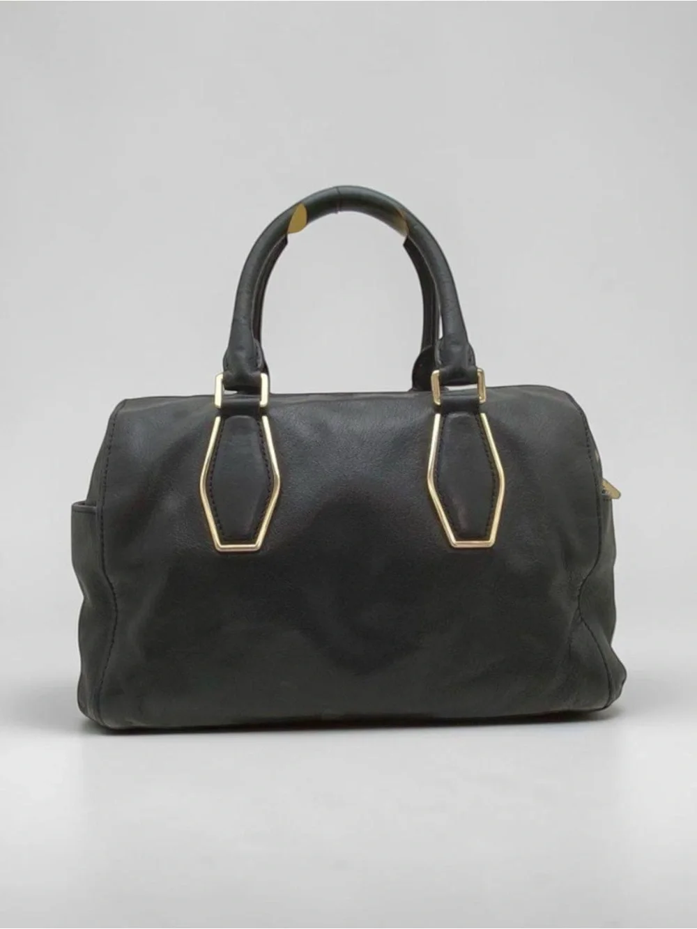 Michael Kors Vanessa Medium Chain Satchel Black Leather Gold Hardware - Picture 5 of 14